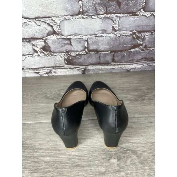 Shoes of Prey Black Leather Round Toe Pumps Block Heels Women’s Sz 4M US/34EU - Picture 4 of 16